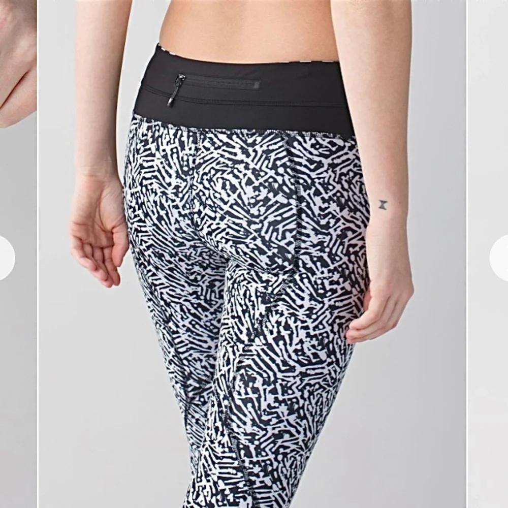 Lululemon Legging Run Inspire Crop II Luxtreme 6 Mini Brushed Animal Black White